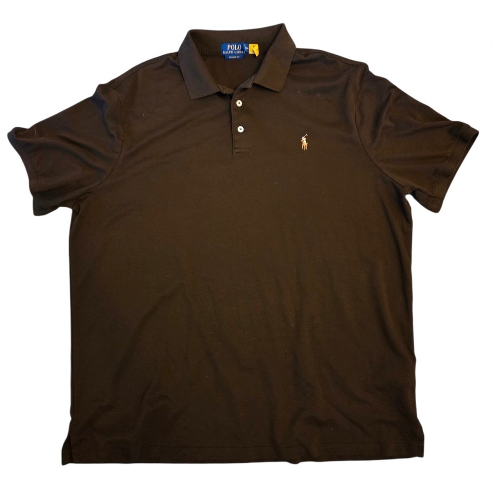 Polo Ralph Lauren Mens Classic Fit Short Sleeve Polo Shirt Brown XL Pony Logo
